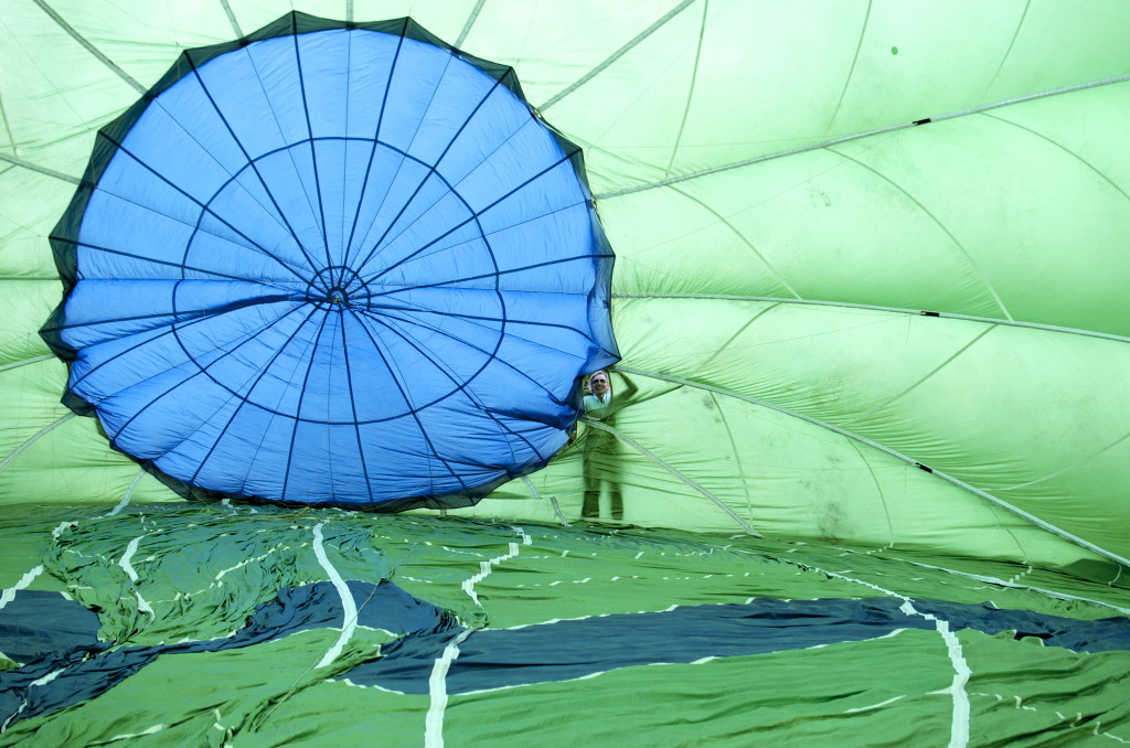My friend Roy Weil, preparing for lift-off of his 80 foot diameter hot air balloon.  I drive the chase van occasionally.